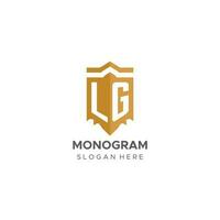 Monogram LG logo with shield geometric shape, elegant luxury initial logo design vector