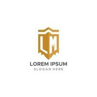 Monogram LM logo with shield geometric shape, elegant luxury initial logo design vector