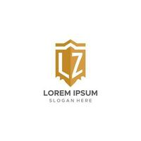 Monogram LZ logo with shield geometric shape, elegant luxury initial logo design vector