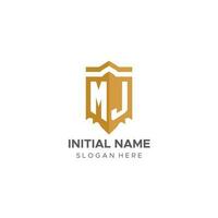 Monogram MJ logo with shield geometric shape, elegant luxury initial logo design vector