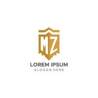 Monogram MZ logo with shield geometric shape, elegant luxury initial logo design vector