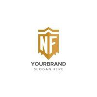 Monogram NF logo with shield geometric shape, elegant luxury initial logo design vector