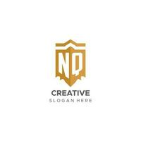 Monogram NQ logo with shield geometric shape, elegant luxury initial logo design vector