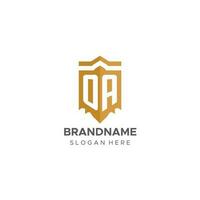 Monogram OA logo with shield geometric shape, elegant luxury initial logo design vector