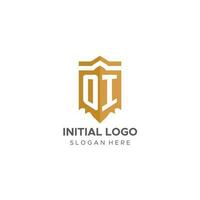 Monogram OI logo with shield geometric shape, elegant luxury initial logo design vector