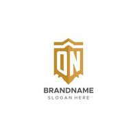 Monogram ON logo with shield geometric shape, elegant luxury initial logo design vector