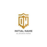 Monogram OW logo with shield geometric shape, elegant luxury initial logo design vector