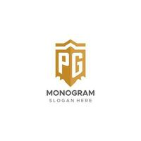 Monogram PG logo with shield geometric shape, elegant luxury initial logo design vector