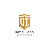 monograma qi logo con proteger geométrico forma, elegante lujo inicial logo diseño vector