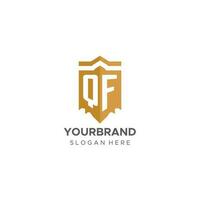 Monogram QF logo with shield geometric shape, elegant luxury initial logo design vector