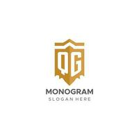 Monogram QG logo with shield geometric shape, elegant luxury initial logo design vector