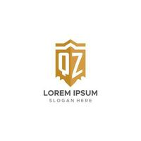 Monogram QZ logo with shield geometric shape, elegant luxury initial logo design vector