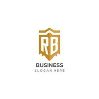 Monogram RB logo with shield geometric shape, elegant luxury initial logo design vector