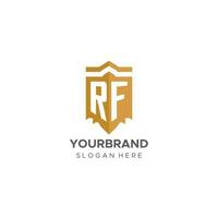 Monogram RF logo with shield geometric shape, elegant luxury initial logo design vector