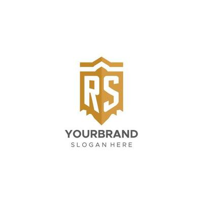 Monogram RS logo with shield geometric shape, elegant luxury initial logo design