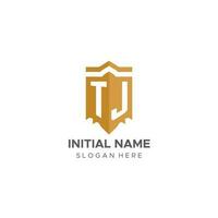 Monogram TJ logo with shield geometric shape, elegant luxury initial logo design vector