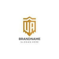 Monogram UA logo with shield geometric shape, elegant luxury initial logo design vector