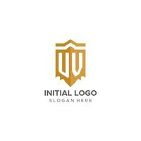 Monogram UV logo with shield geometric shape, elegant luxury initial logo design vector