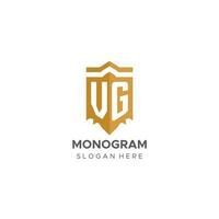 Monogram VG logo with shield geometric shape, elegant luxury initial logo design vector