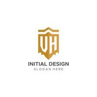 Monogram VH logo with shield geometric shape, elegant luxury initial logo design vector