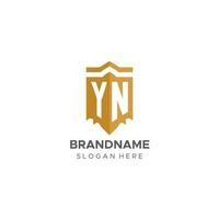 Monogram YN logo with shield geometric shape, elegant luxury initial logo design vector