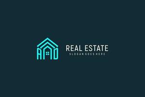 Initial letter AD roof logo real estate with creative and modern logo style vector