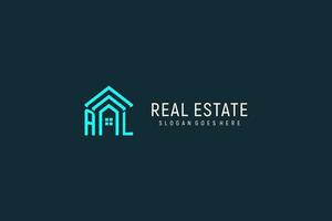 Initial letter AL roof logo real estate with creative and modern logo style vector