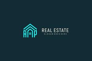 Initial letter AP roof logo real estate with creative and modern logo style vector