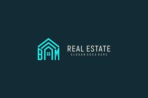 Initial letter BM roof logo real estate with creative and modern logo style vector