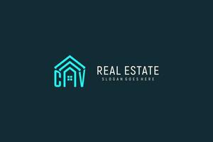 Initial letter CV roof logo real estate with creative and modern logo style vector