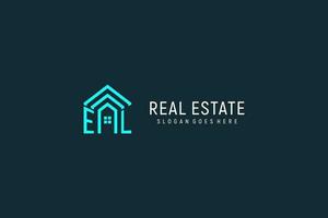 Initial letter EL roof logo real estate with creative and modern logo style vector