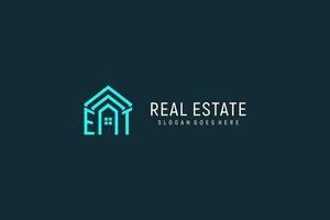 Initial letter ET roof logo real estate with creative and modern logo style vector
