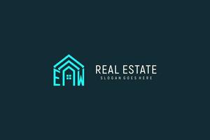 Initial letter EW roof logo real estate with creative and modern logo style vector