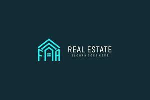 Initial letter FA roof logo real estate with creative and modern logo style vector