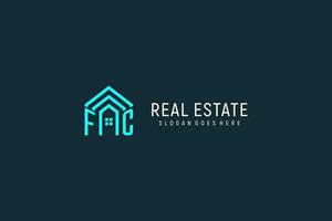 Initial letter FC roof logo real estate with creative and modern logo style vector