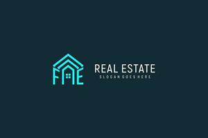 Initial letter FE roof logo real estate with creative and modern logo style vector