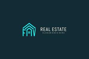 Initial letter FV roof logo real estate with creative and modern logo style vector