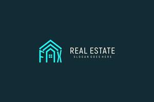 Initial letter FX roof logo real estate with creative and modern logo style vector