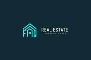 Initial letter FQ roof logo real estate with creative and modern logo style vector