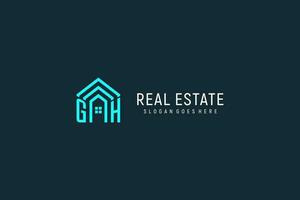 Initial letter GH roof logo real estate with creative and modern logo style vector