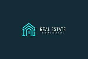 Initial letter IG roof logo real estate with creative and modern logo style vector