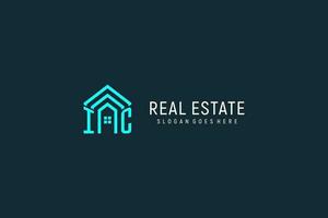 Initial letter IC roof logo real estate with creative and modern logo style vector