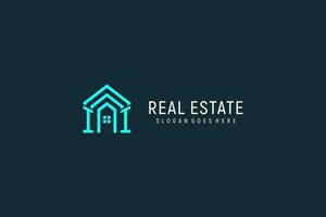 Initial letter II roof logo real estate with creative and modern logo style vector
