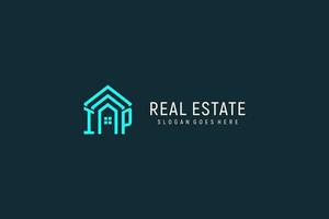 Initial letter IP roof logo real estate with creative and modern logo style vector