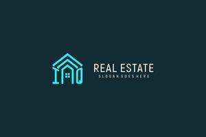 Initial letter IQ roof logo real estate with creative and modern logo style vector