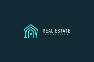 Initial letter IY roof logo real estate with creative and modern logo style vector