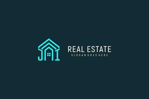 Initial letter JI roof logo real estate with creative and modern logo style vector
