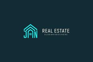 Initial letter JN roof logo real estate with creative and modern logo style vector