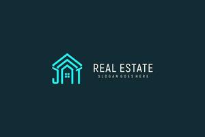 Initial letter JT roof logo real estate with creative and modern logo style vector