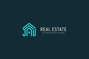 Initial letter JU roof logo real estate with creative and modern logo style vector